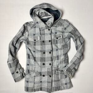 Hurley Plaid Hooded Jacket Women’s Small Cotton Button Front Coastal Beachy